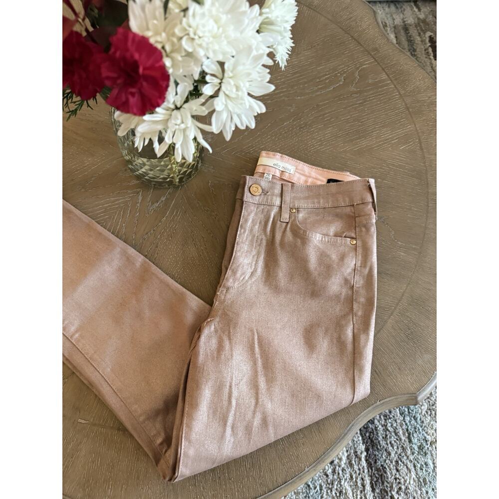 Ella Moss Body Sculpt Ankle Jeans Womens Rose Gold Foil Skinny 26